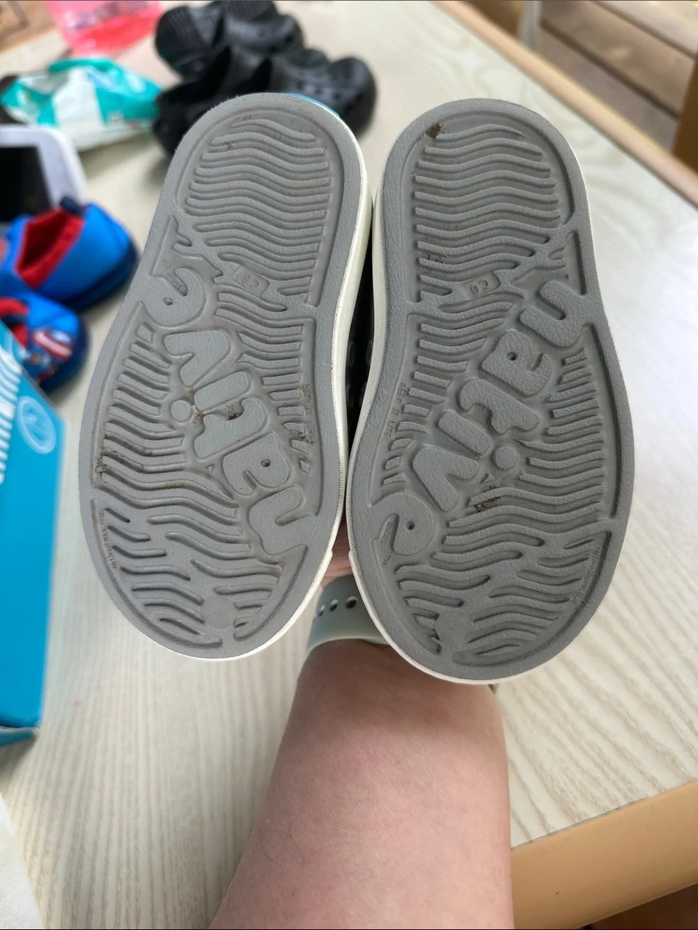 Native Jefferson Kids Slip-On Shoe - Pigeon Grey & Shell White